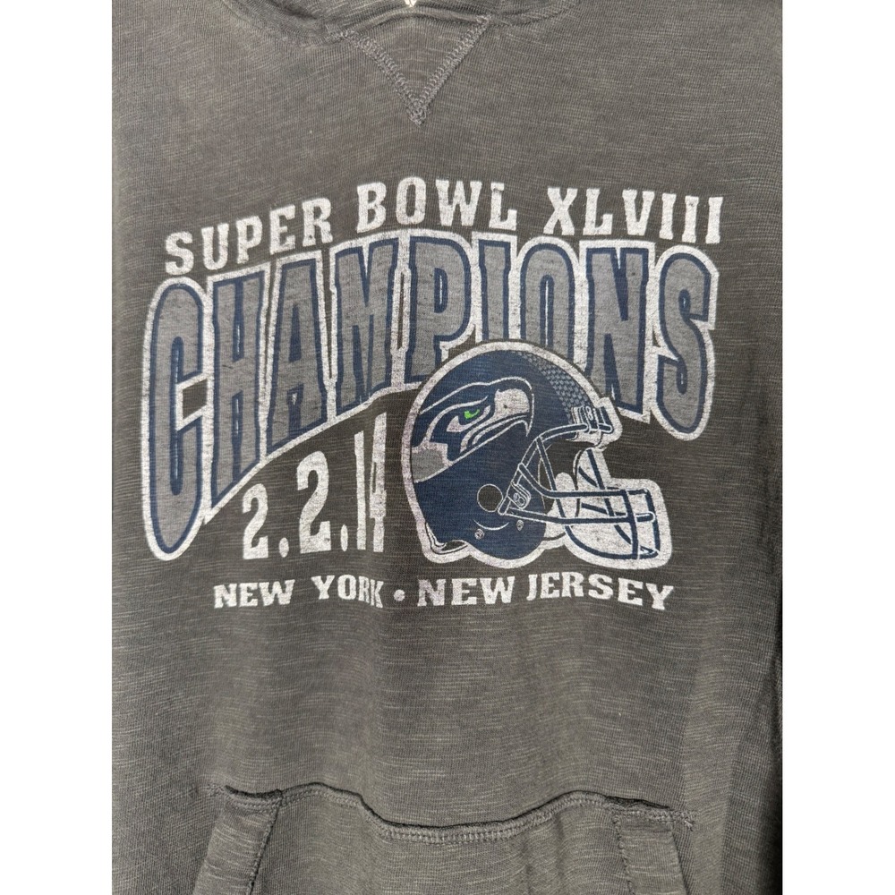 47 Brand Seattle Seahawks NFL Super Bowl XLVIII Champions Gray Hoodie Mens XXL - Picture 2 of 7